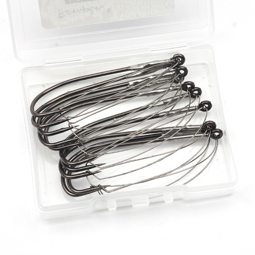 10個入り ウィードレスバーブ付きバス釣り用フック シングル - Fishing Hook Weedless のレビューと価格