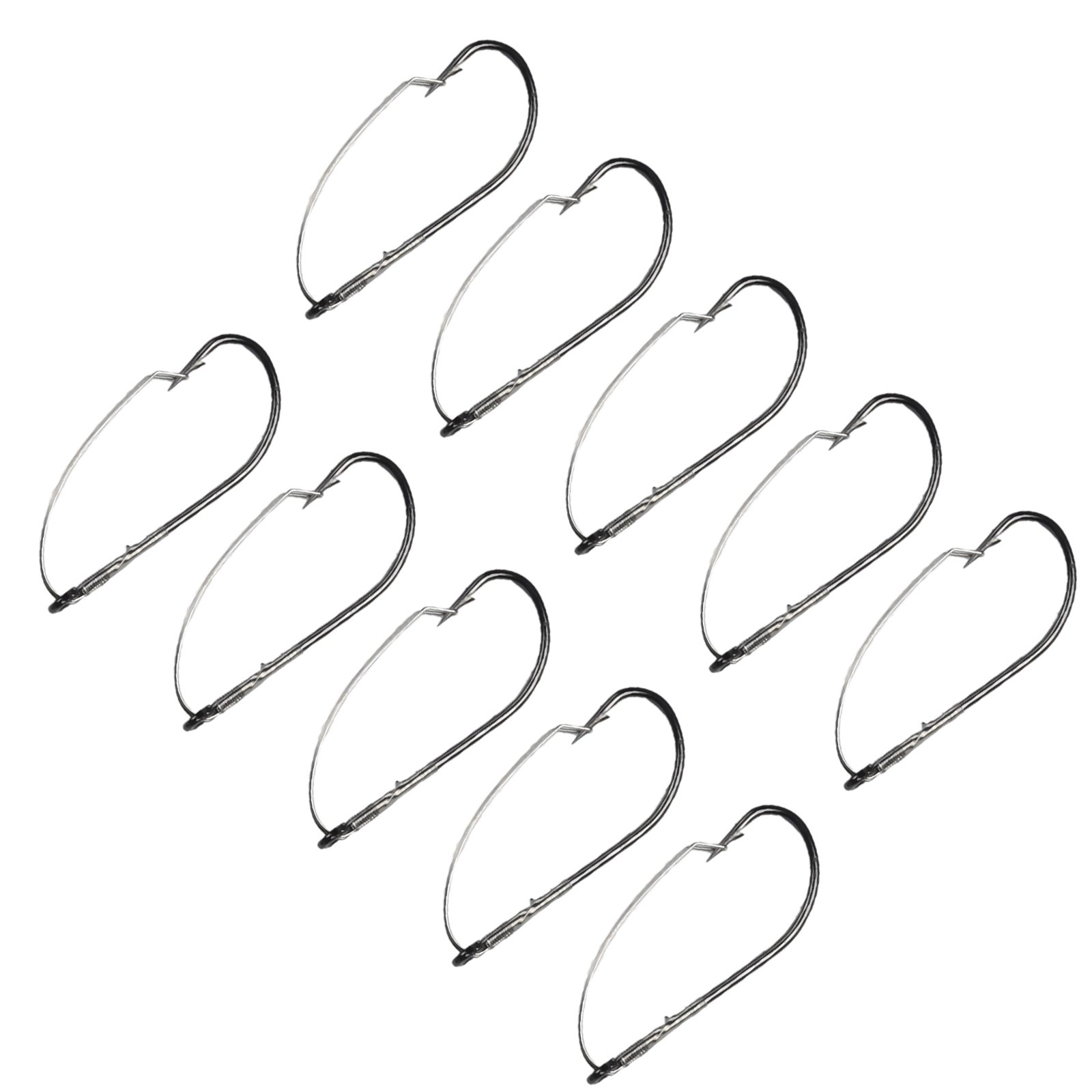 10個入り ウィードレスバーブ付きバス釣り用フック シングル - Fishing Hook Weedless のレビューと価格